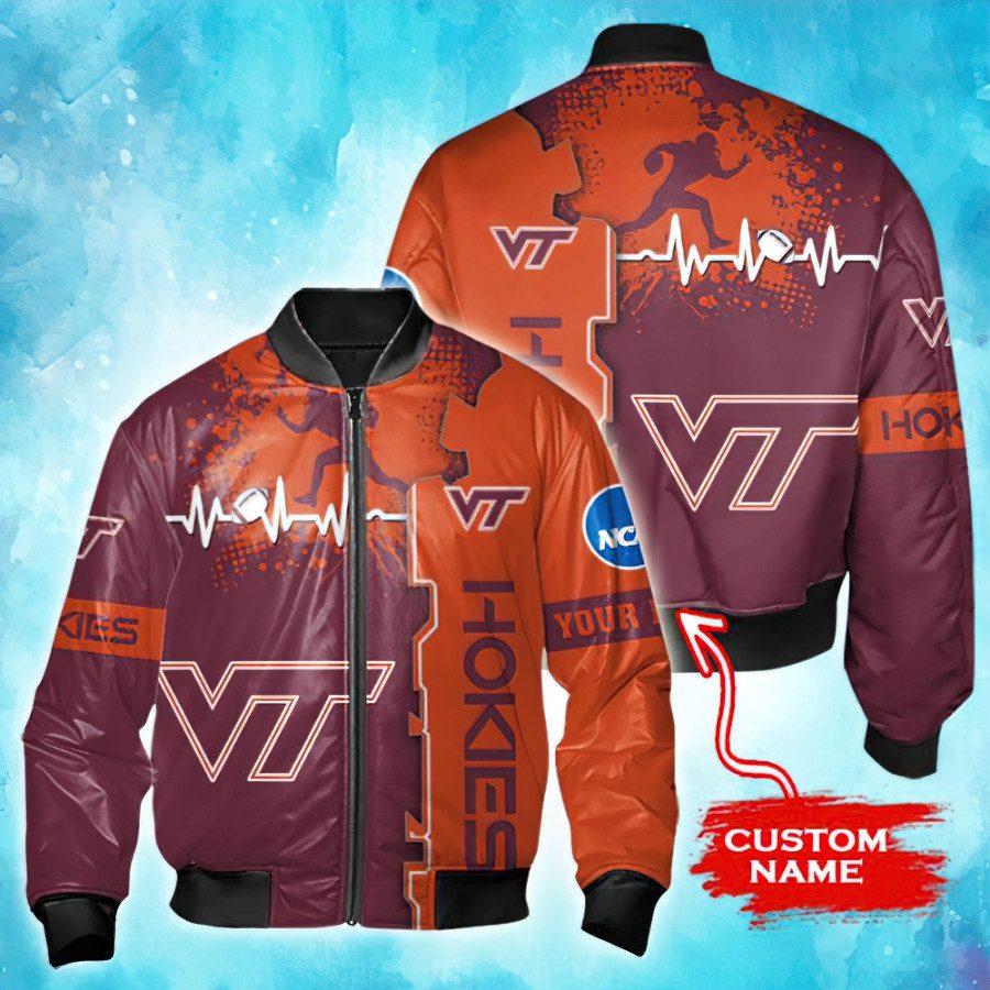 Ncaa Virginia Tech Hokies Tide Custom Name Bomber Jacket