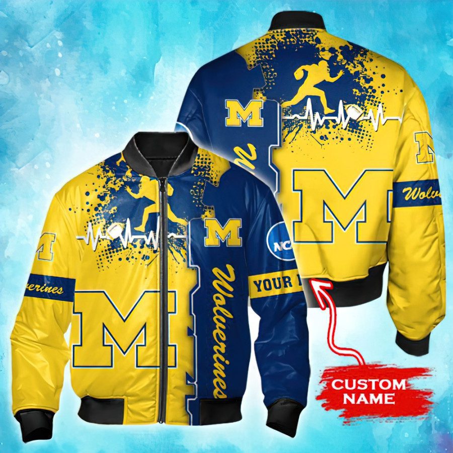 Ncaa Michigan Wolverines Custom Name Bomber Jacket