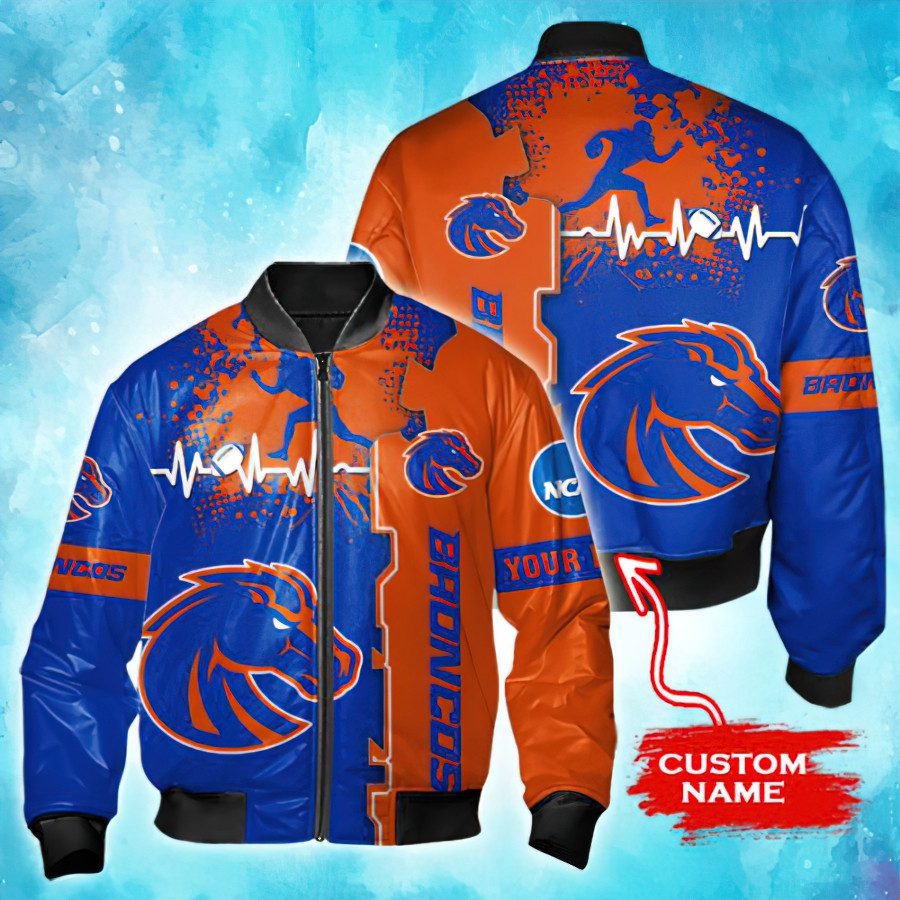 Ncaa Boise State Broncos Tide Custom Name Bomber Jacket