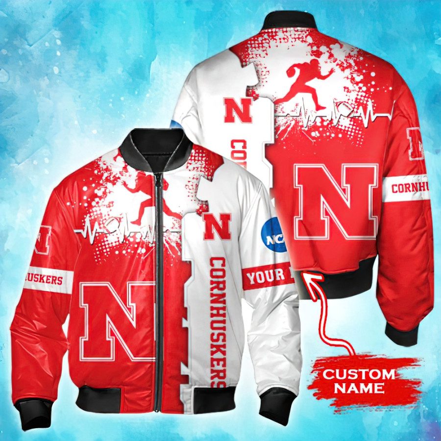 Ncaa Nebraska Cornhuskers Custom Name Bomber Jacket