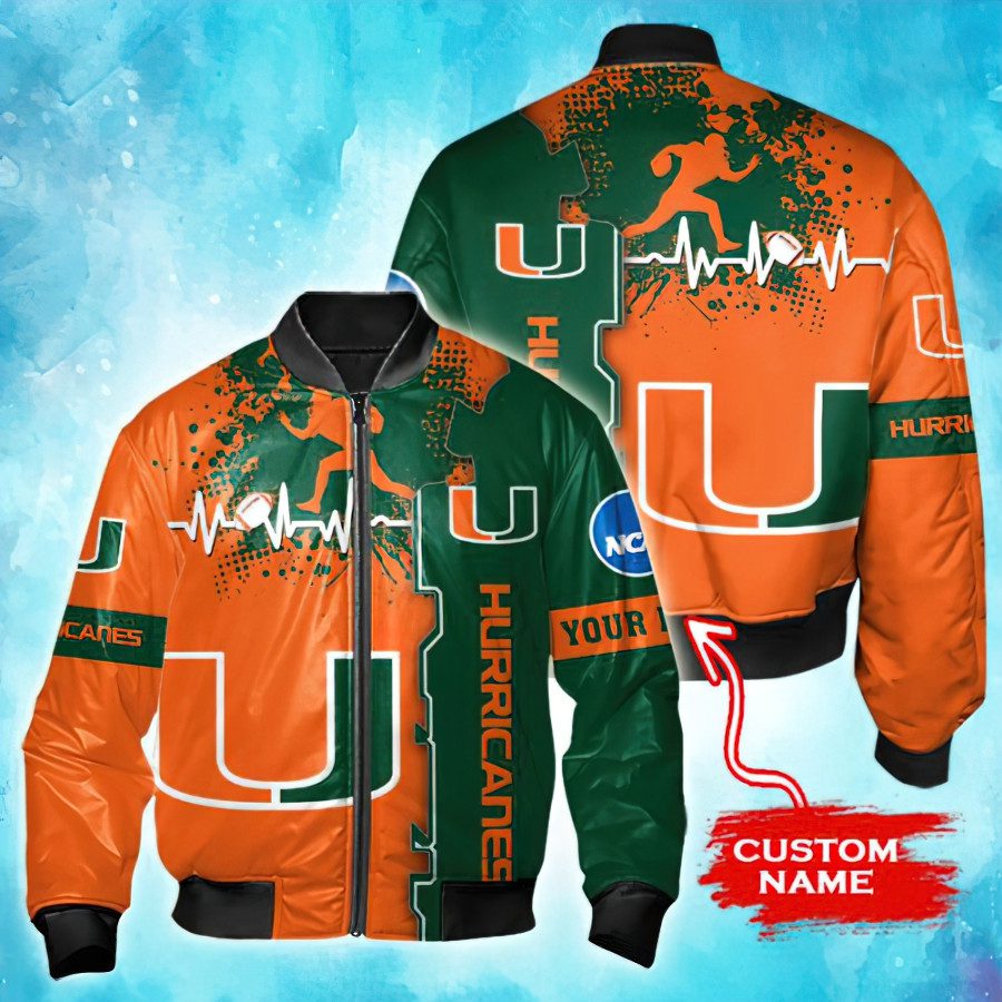 Ncaa Miami Hurricanes Custom Name Bomber Jacket