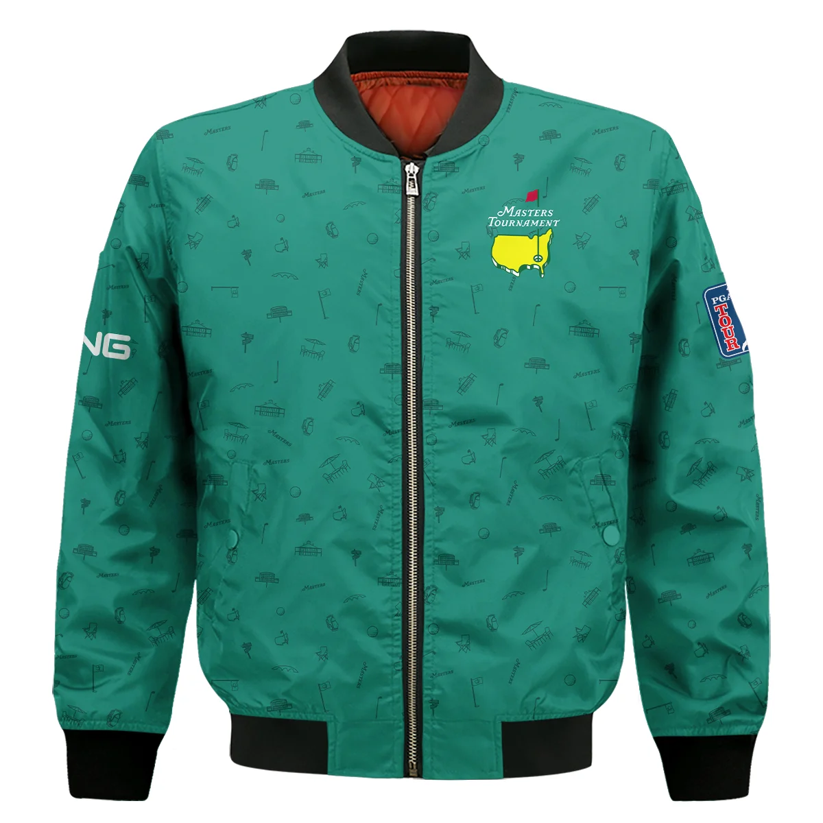 Golf Masters Tournament Ping Bomber Jacket Augusta Icons Pattern Green Golf Sports Bomber Jacket For Men Women