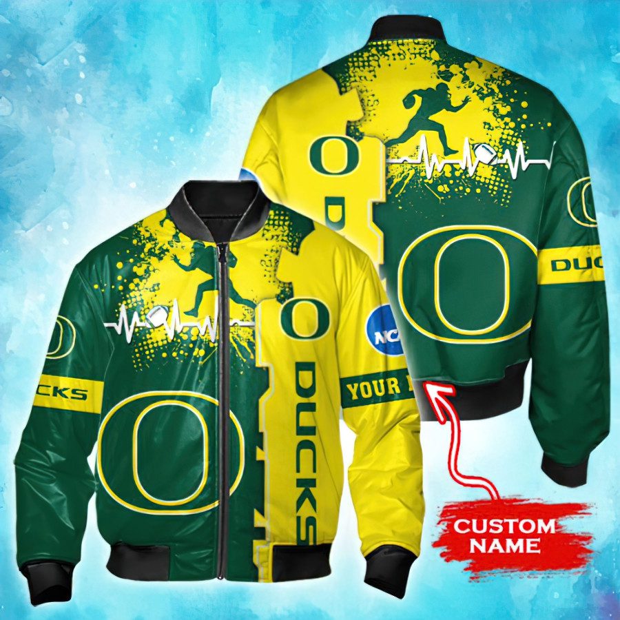 Ncaa Oregon Ducks Custom Name Bomber Jacket