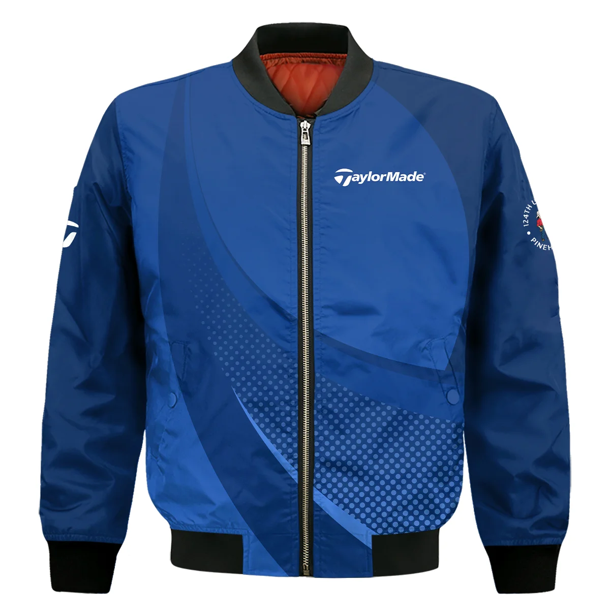 Taylor Made 124Th U.S. Open Pinehurst Golf Sport Bomber Jacket Dark Blue Gradient Halftone Pattern Bomber Jacket For Men Women