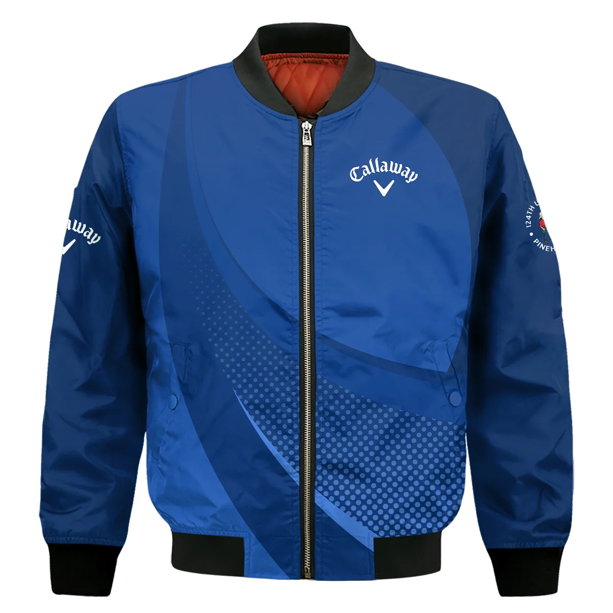 Callaway 124Th U.S. Open Pinehurst Golf Sport Bomber Jacket Dark Blue Gradient Halftone Pattern Bomber Jacket For Men Women