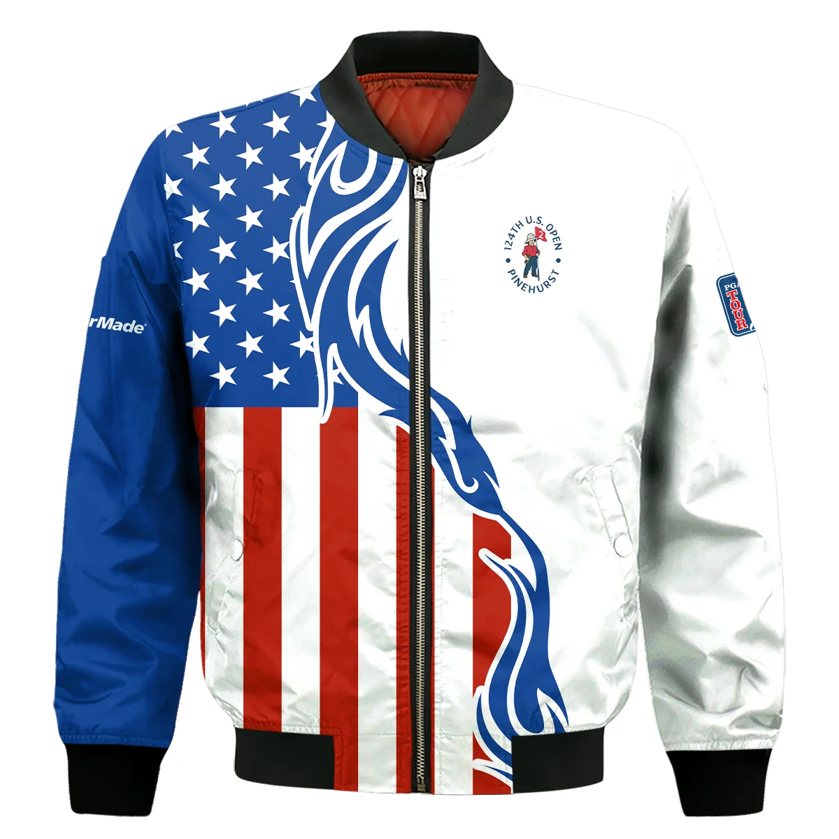 Golf Sport Taylor Made 124Th U.S. Open Pinehurst Bomber Jacket Usa Flag Pattern Blue White Bomber Jacket For Men Women