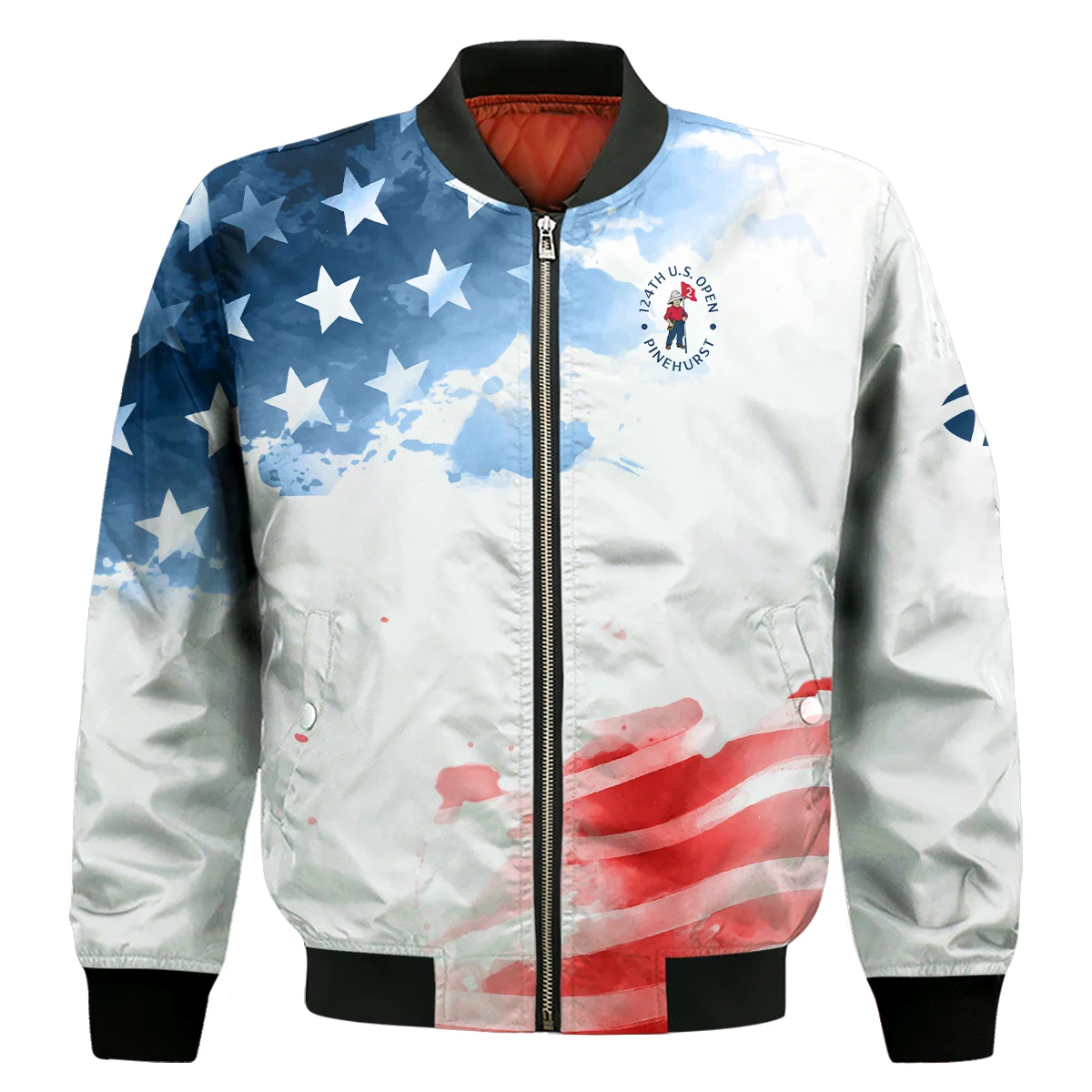 Golf 124Th U.S. Open Pinehurst Taylor Made Bomber Jacket Us Flag Watercolor Golf Sports Bomber Jacket For Men Women