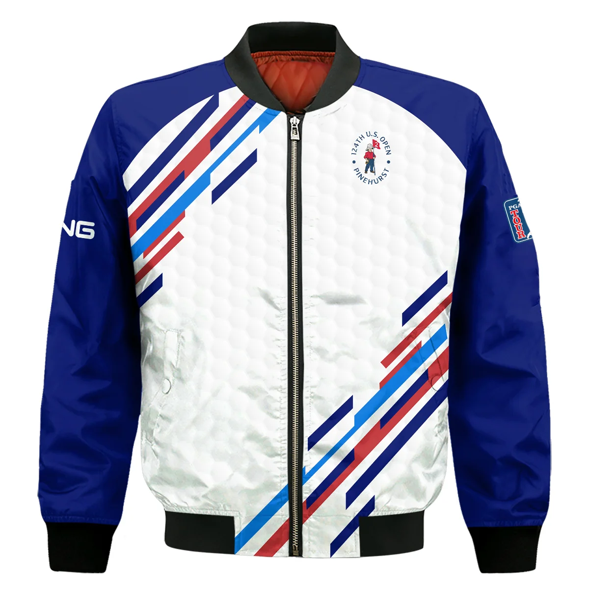 Golf Sport Ping 124Th U.S. Open Pinehurst Bomber Jacket Blue Red Golf Pattern White Bomber Jacket For Men Women