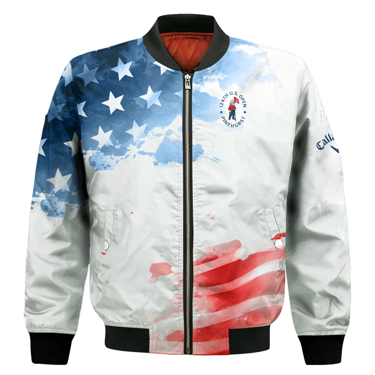 Golf 124Th U.S. Open Pinehurst Callaway Bomber Jacket Us Flag Watercolor Golf Sports Bomber Jacket For Men Women