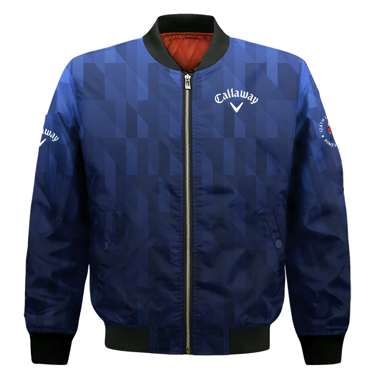 Callaway 124Th U.S. Open Pinehurst Golf Sport Bomber Jacket Blue Fabric Geometric Pattern Bomber Jacket For Men Women