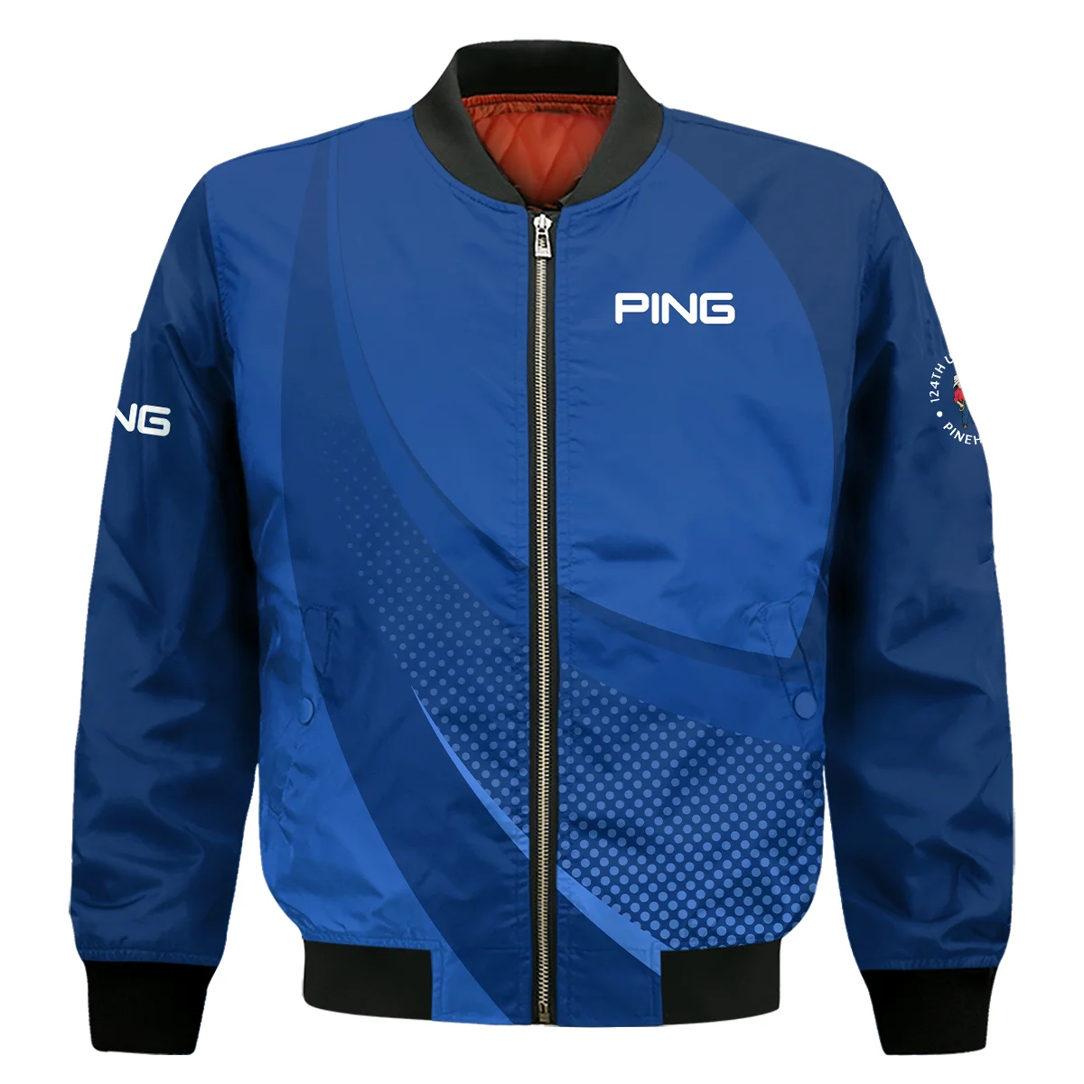 Ping 124Th U.S. Open Pinehurst Golf Sport Bomber Jacket Dark Blue Gradient Halftone Pattern Bomber Jacket For Men Women