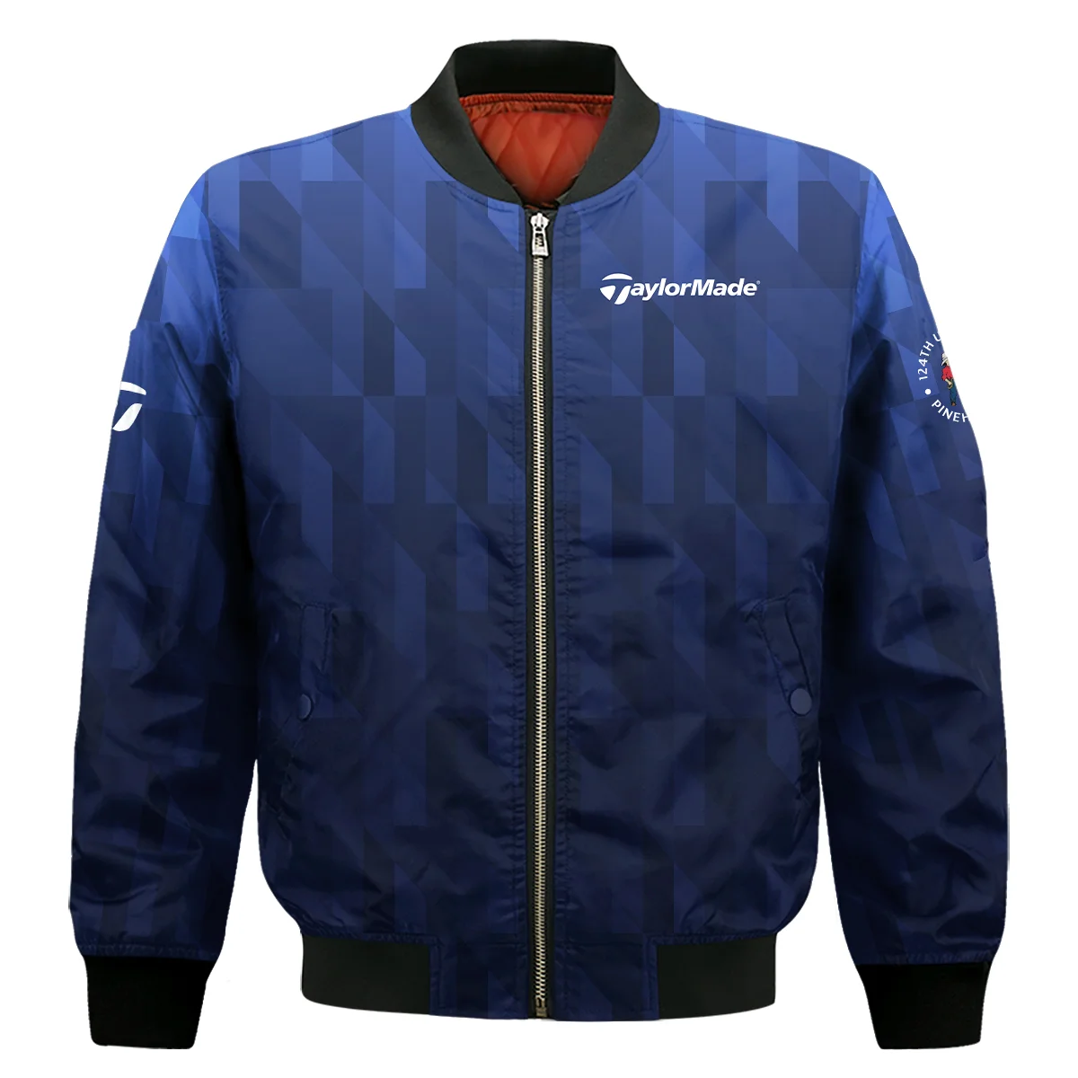 Taylor Made 124Th U.S. Open Pinehurst Golf Sport Bomber Jacket Blue Fabric Geometric Pattern Bomber Jacket For Men Women