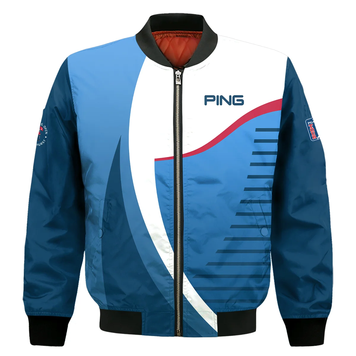 124Th U.S. Open Pinehurst Golf Sport Ping Bomber Jacket Blue Gradient Red Straight Bomber Jacket For Men Women