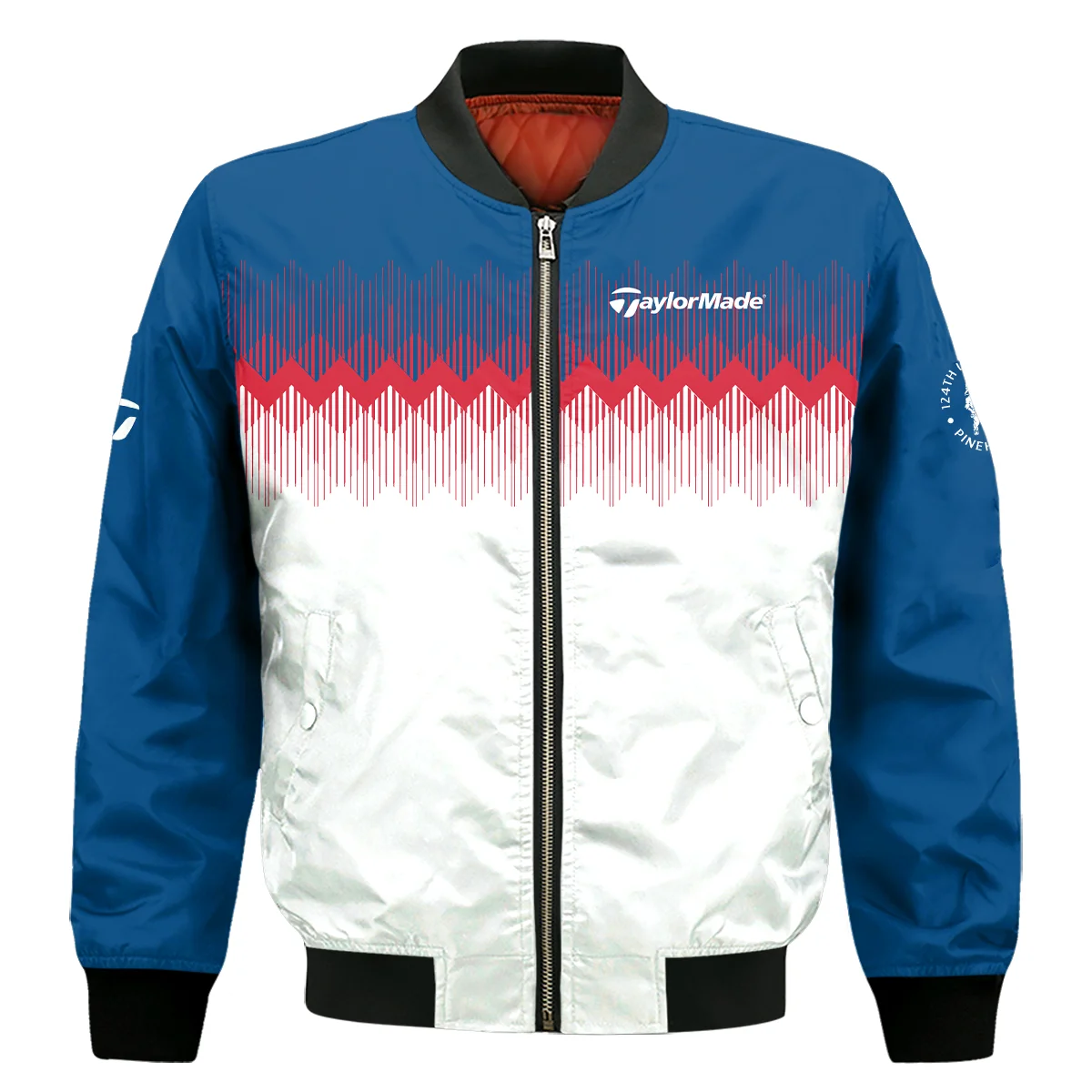 Taylor Made 124Th U.S. Open Pinehurst Bomber Jacket Blue Red Fabric Pattern Golf Bomber Jacket For Men Women