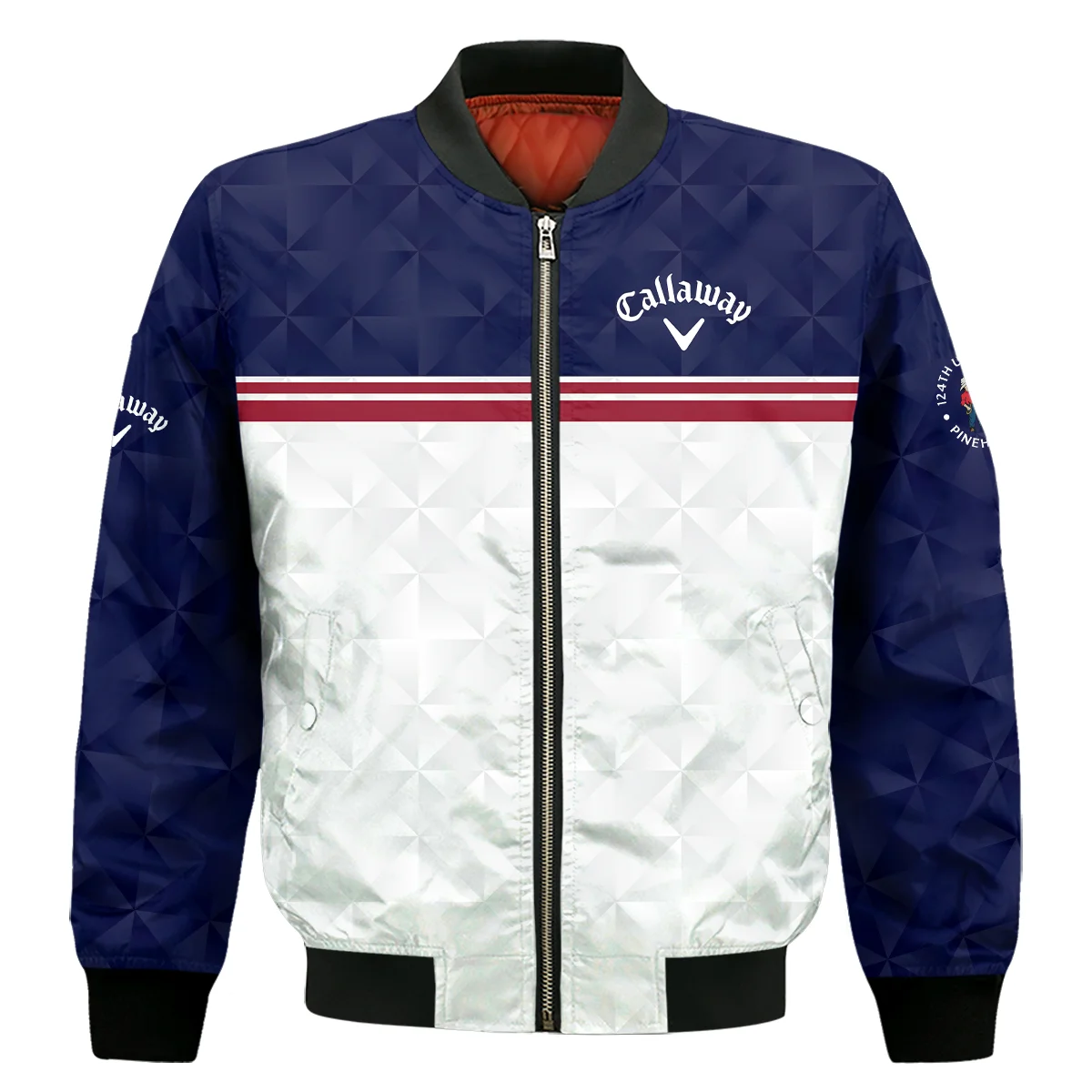 Golf Sport 124Th U.S. Open Pinehurst Callaway Bomber Jacket Dark Blue White Abstract Geometric Triangles Bomber Jacket For Men Women