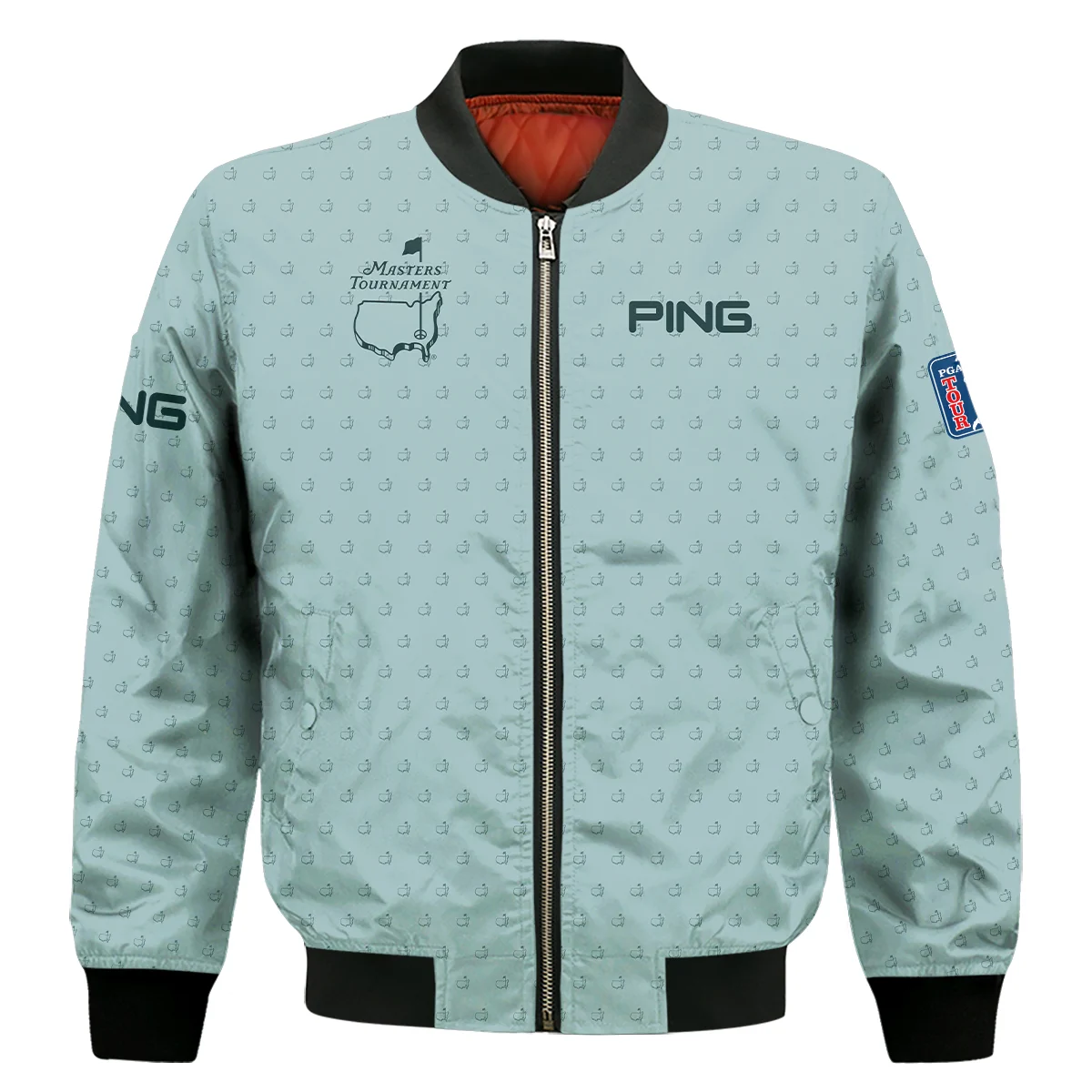 Golf Pattern Masters Tournament Ping Bomber Jacket Cyan Pattern Bomber Jacket For Men Women
