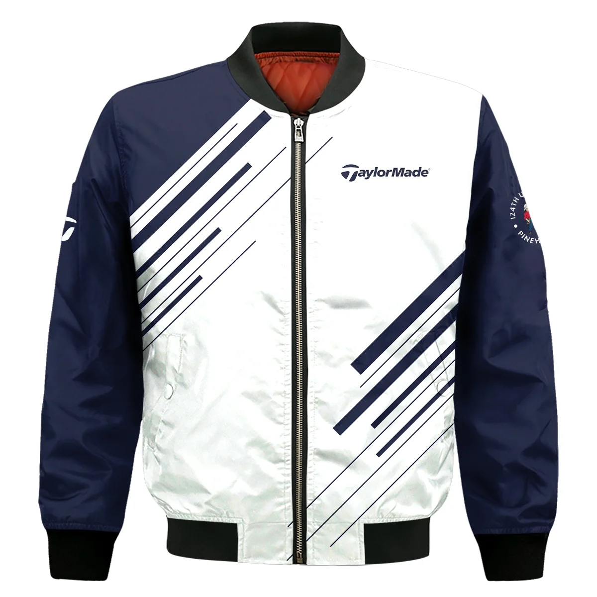Taylor Made 124Th U.S. Open Pinehurst Golf Bomber Jacket Striped Pattern Dark Blue White Bomber Jacket For Men Women