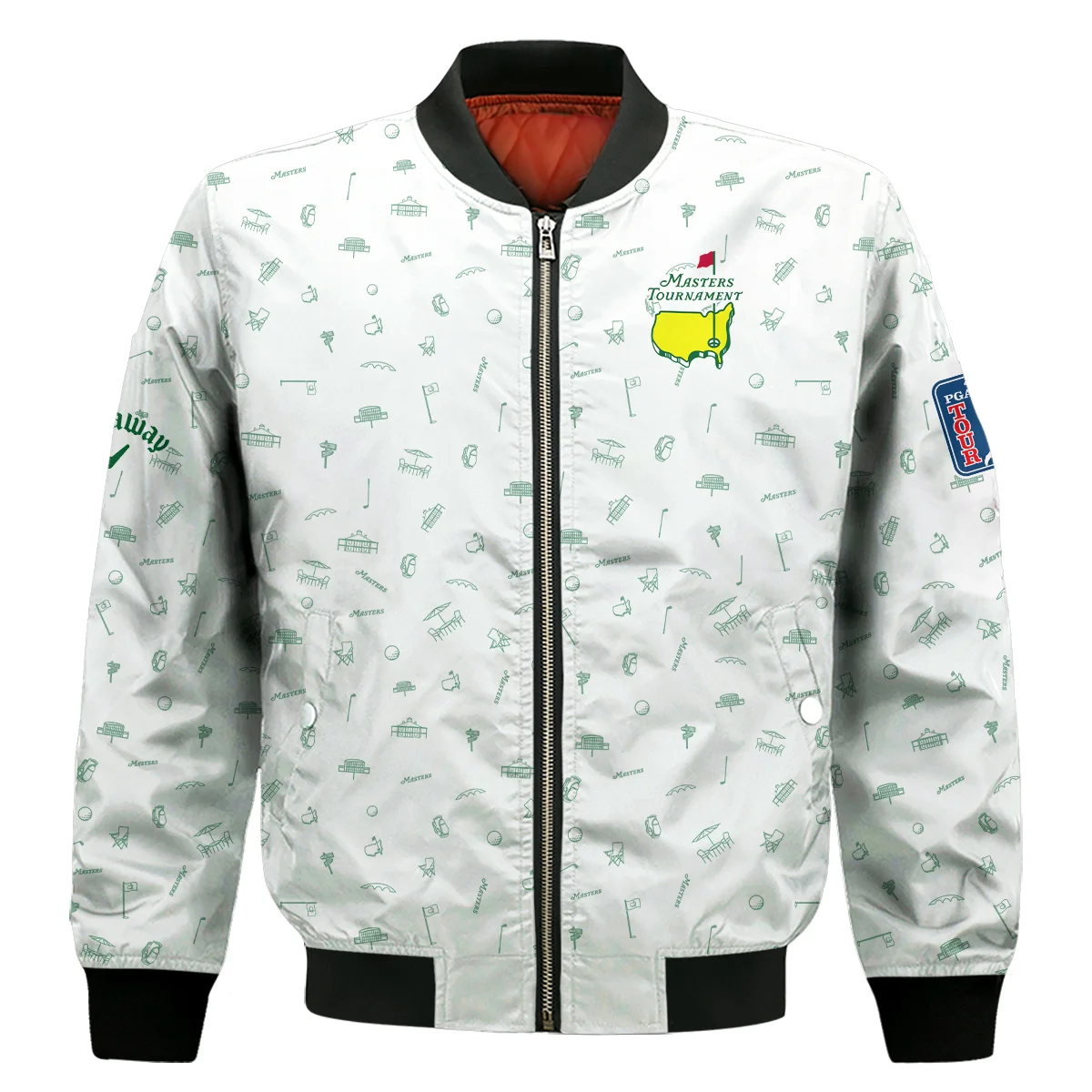 Golf Masters Tournament Callaway Bomber Jacket Augusta Icons Pattern White Green Golf Sports Bomber Jacket For Men Women