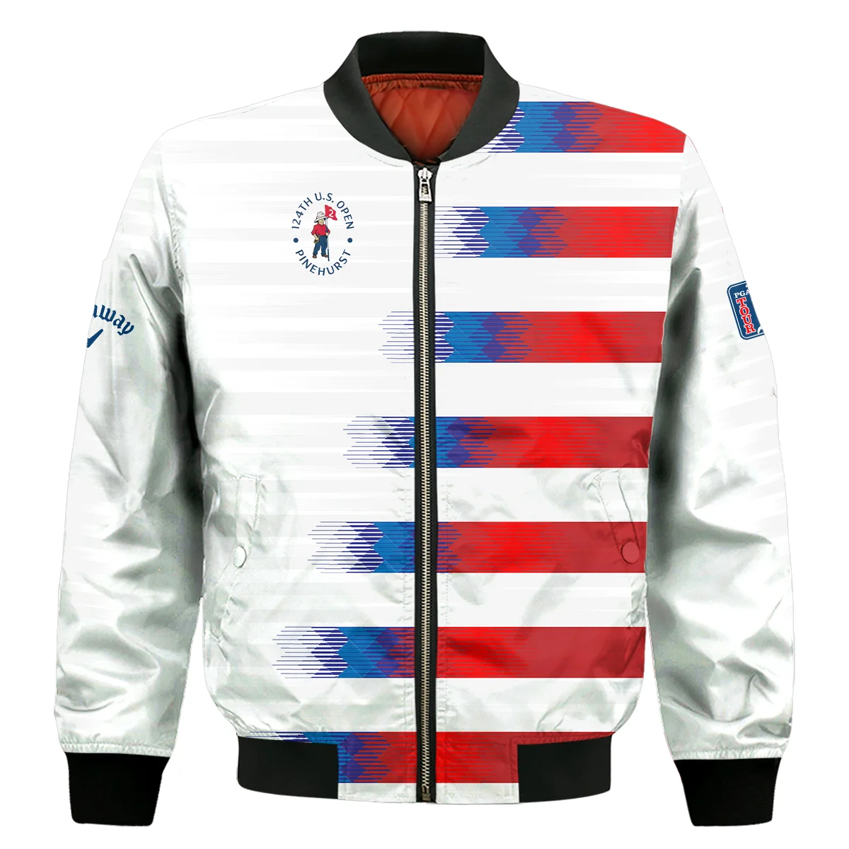 Callaway 124Th U.S. Open Pinehurst Golf Sport Bomber Jacket Blue Red White Abstract Bomber Jacket For Men Women