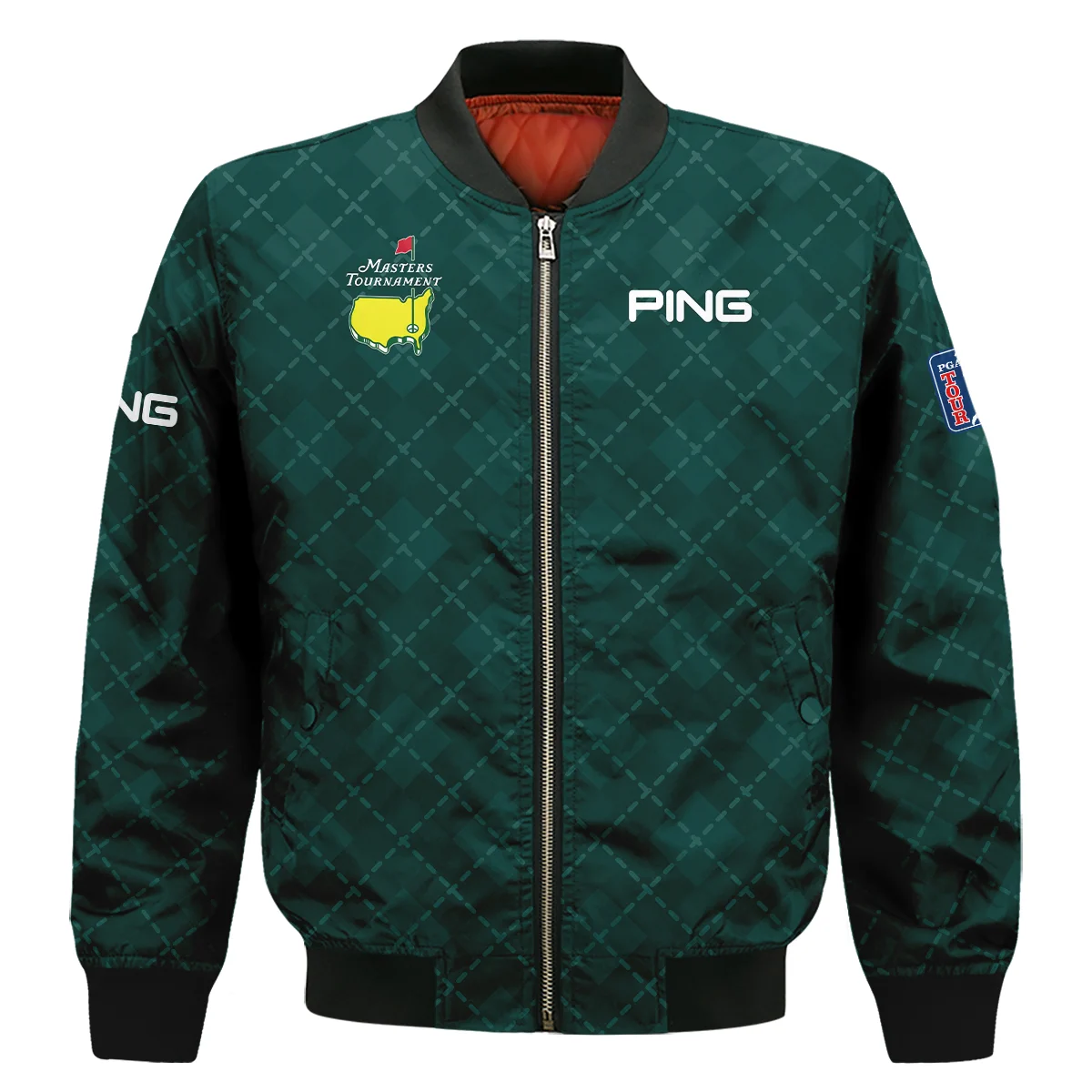 Golf Geometric Pattern Green Masters Tournament Ping Bomber Jacket Style Classic Bomber Jacket For Men Women