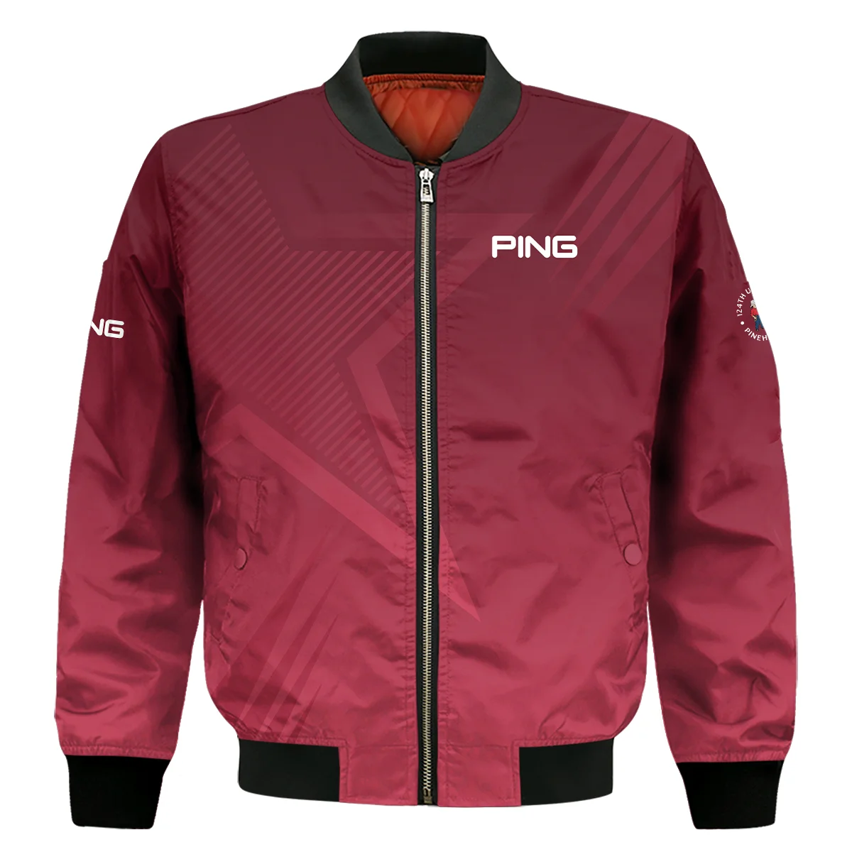 Ping 124Th U.S. Open Pinehurst Golf Sport Bomber Jacket Star Gradient Red Straight Pattern Bomber Jacket For Men Women