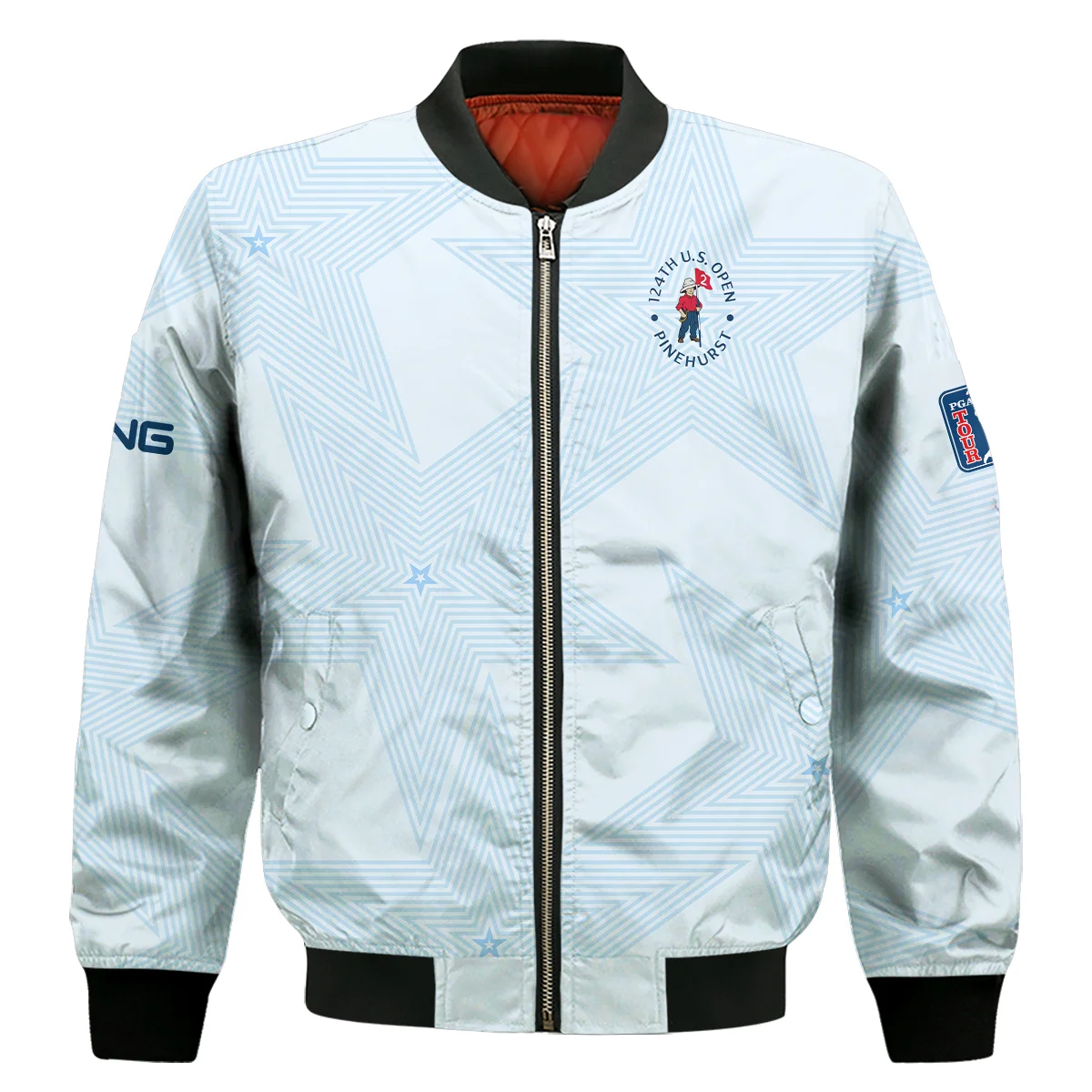Golf 124Th U.S. Open Pinehurst Ping Bomber Jacket Stars Light Blue Golf Sports Bomber Jacket For Men Women