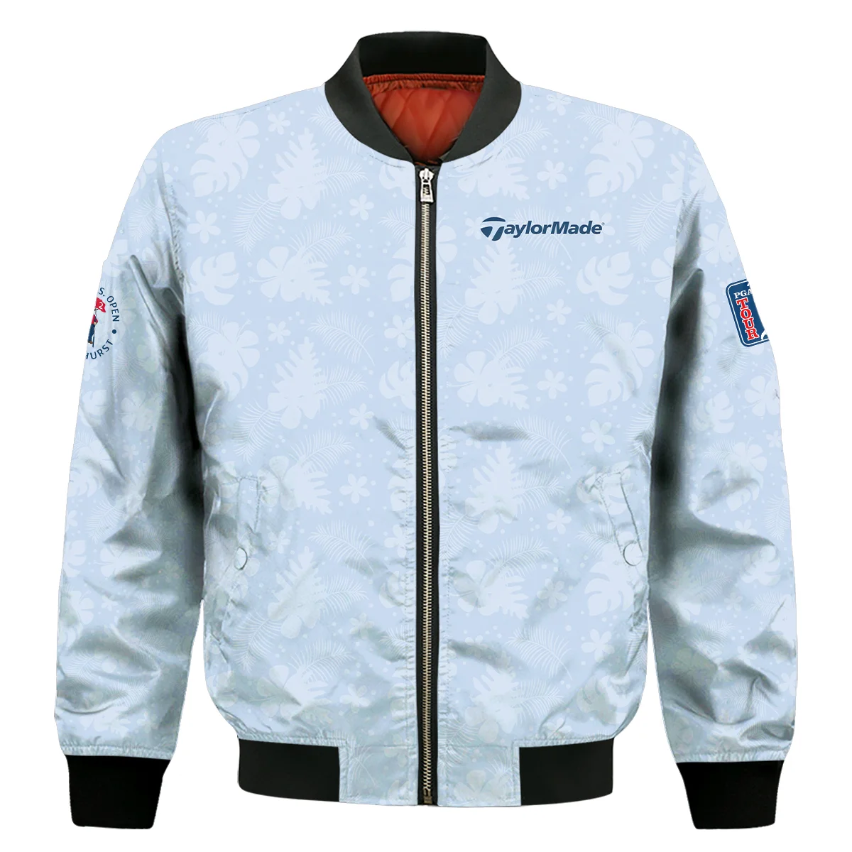 124Th U.S. Open Pinehurst Taylor Made Golf Bomber Jacket Light Blue Pastel Floral Hawaiian Pattern Bomber Jacket For Men Women