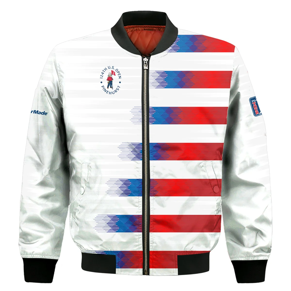 Taylor Made 124Th U.S. Open Pinehurst Golf Sport Bomber Jacket Blue Red White Abstract Bomber Jacket For Men Women