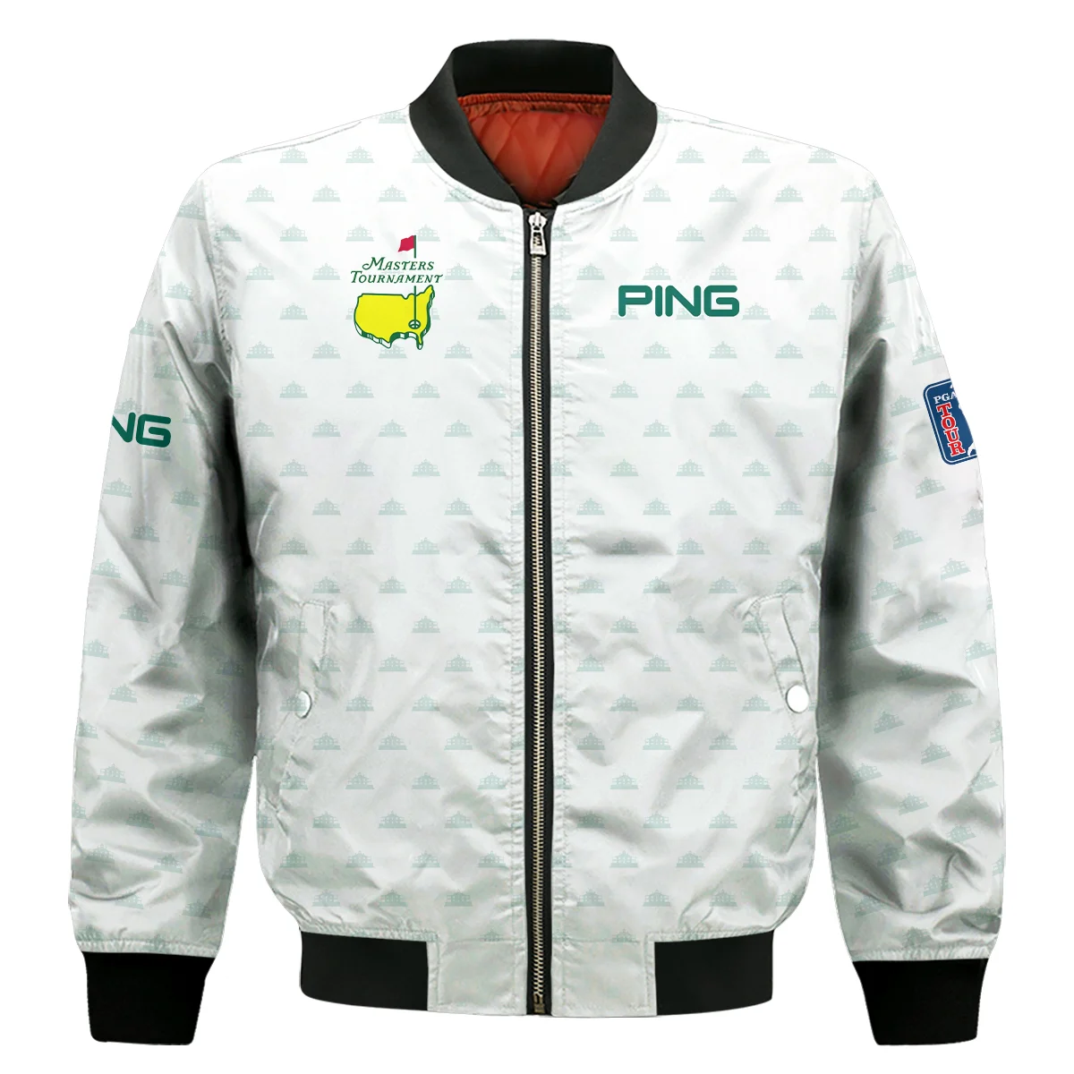 Golf Masters Tournament Ping Bomber Jacket Cup Pattern White Green Golf Sports Bomber Jacket For Men Women