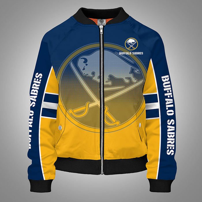 Buffalo Sabres Yellow Zipper Bomber Jacket For Women Men