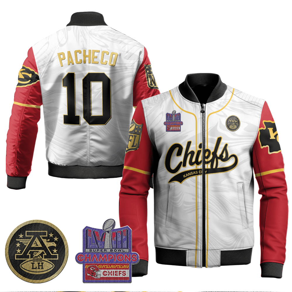 Isiah Pacheco 10 Kansas City Chiefs Super Bowl Champion Color Bomber Jacket