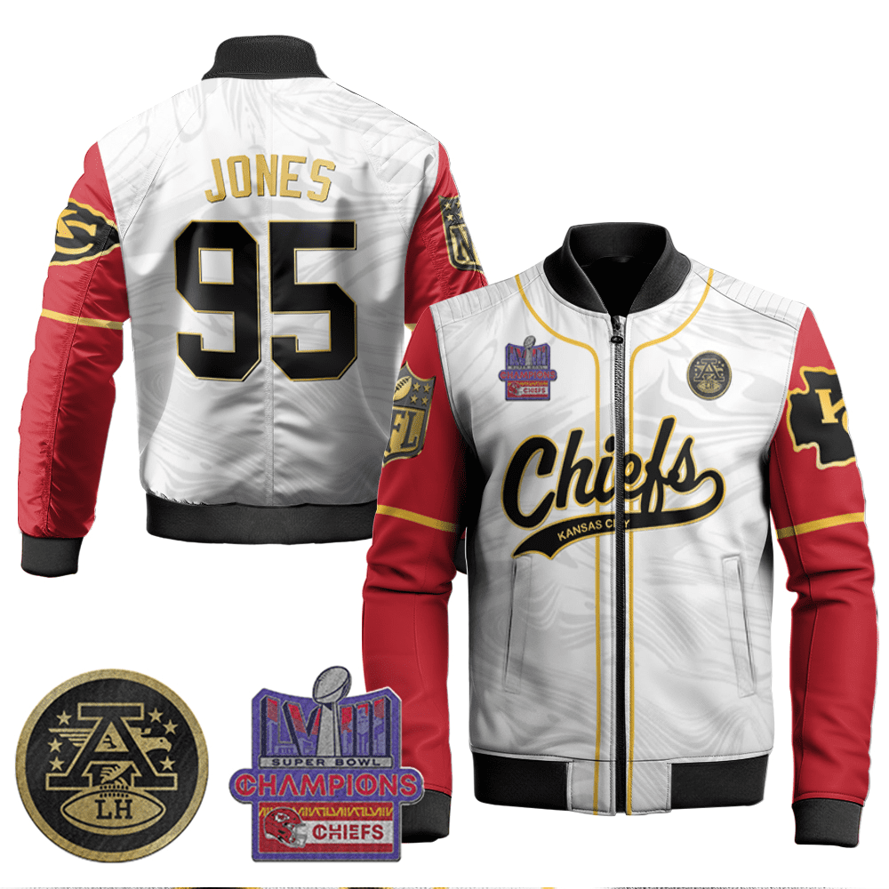 Chris Jones 95 Kansas City Chiefs Super Bowl Champion Color Bomber Jacket