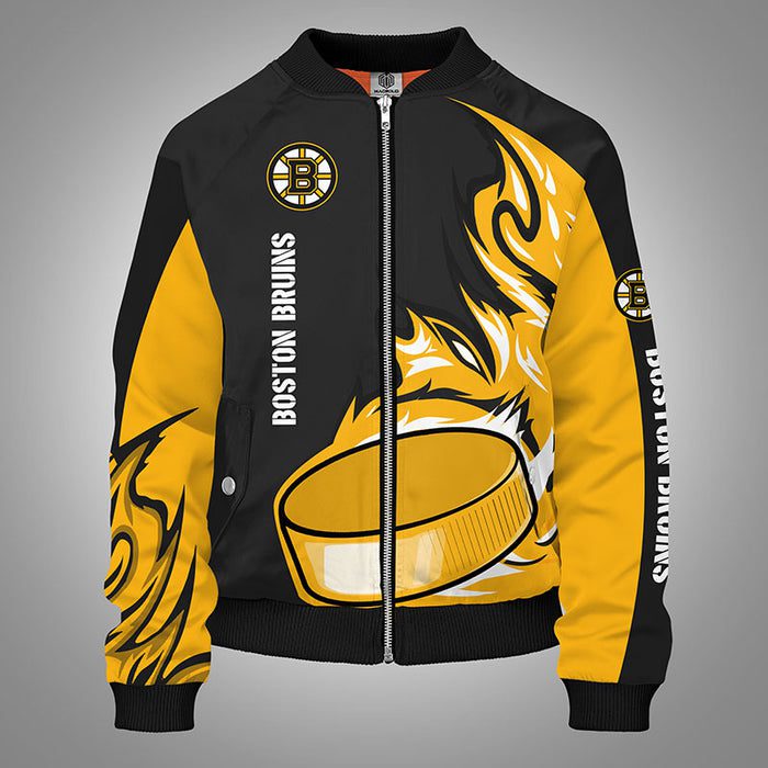 Boston Bruins Yellow Unisex Bomber Jacket For Women Men