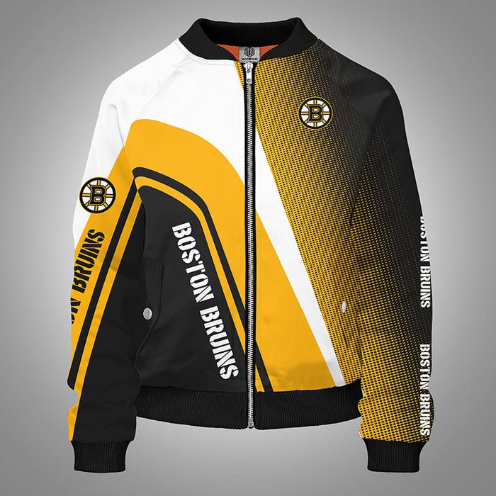 Boston Bruins Yellow Bomber Jacket For Women Men