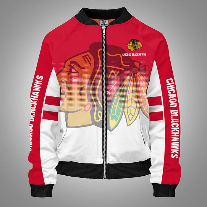 Chicago Blackhawks Red Unisex Bomber Jacket For Women Men