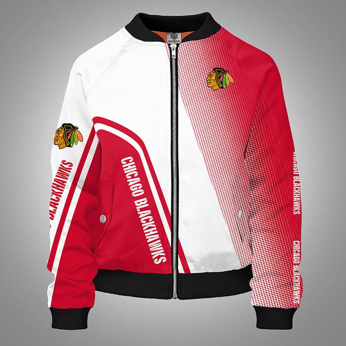 Chicago Blackhawks Red Bomber Jacket For Women Men