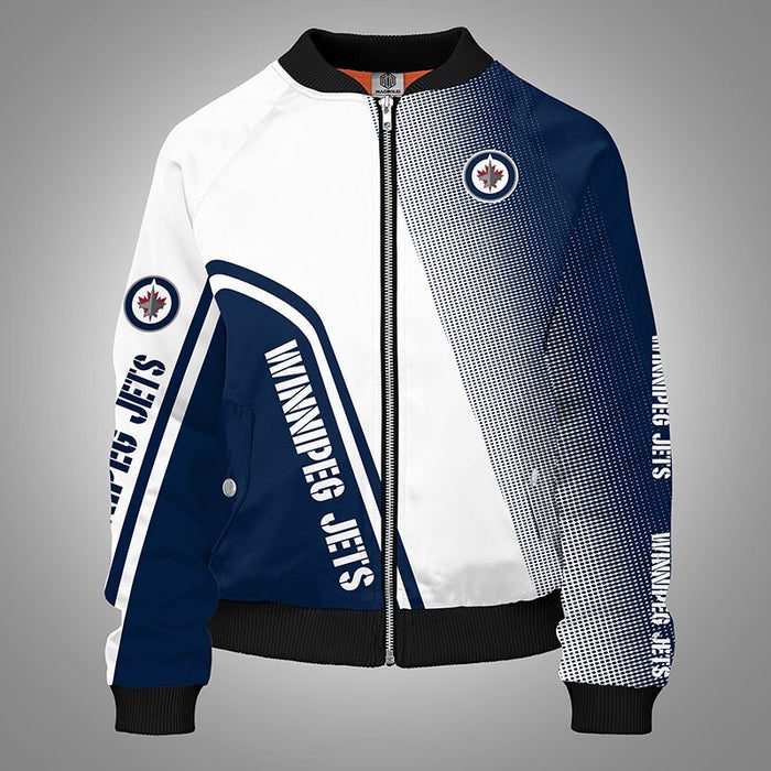 Winnipeg Jets Blue Bomber Jacket For Women Men