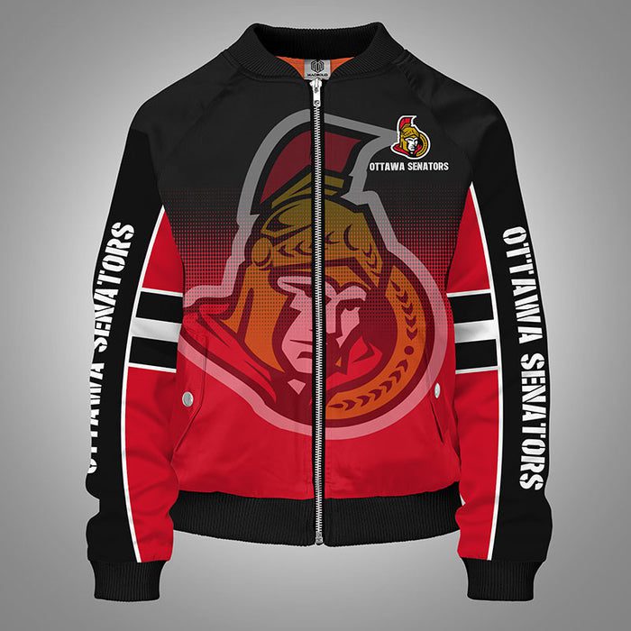 Ottawa Senators Red Unisex Zipper Bomber Jacket For Women Men