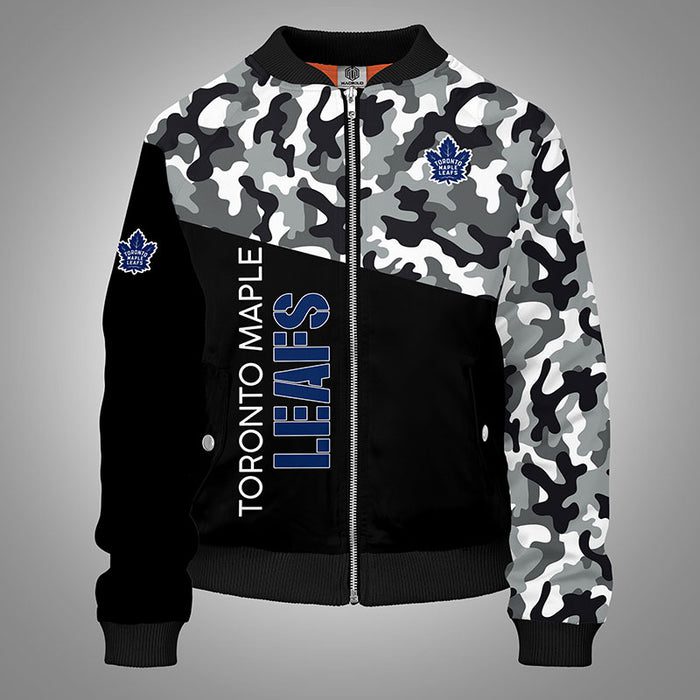 Toronto Maple Leafs Camouflage Blue Bomber Jacket For Women Men