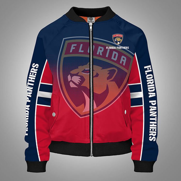 Florida Panthers Red Zipper Bomber Jacket For Women Men