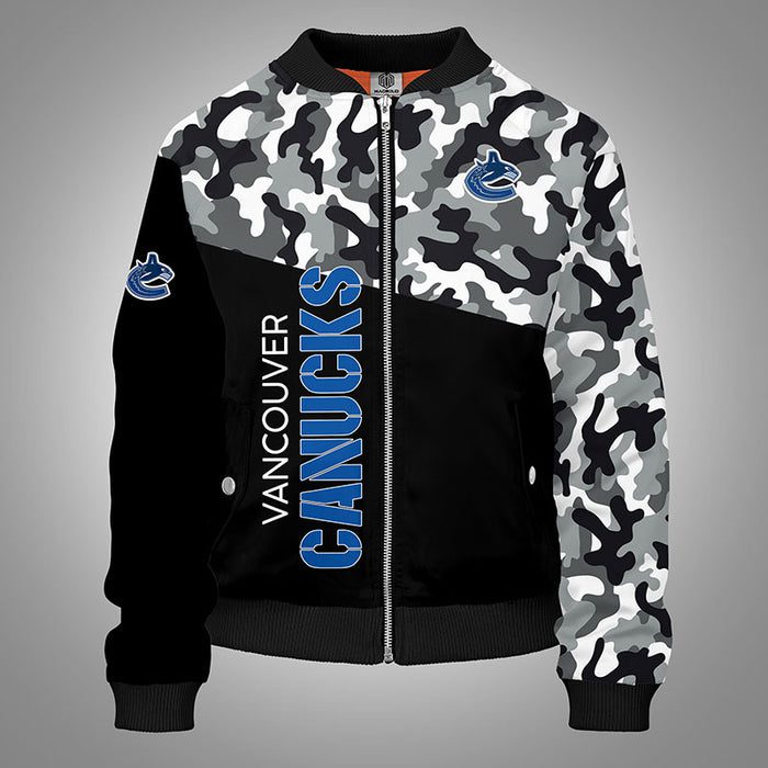 Vancouver Canucks Camouflage Blue Bomber Jacket For Women Men