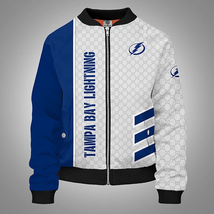 Tampa Bay Lightning White Blue Bomber Jacket Gucci Luxury Jacket For Women Men