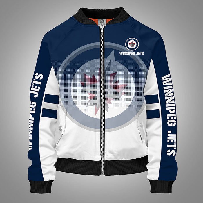 Winnipeg Jets Blue Unisex Zipper Bomber Jacket For Women Men