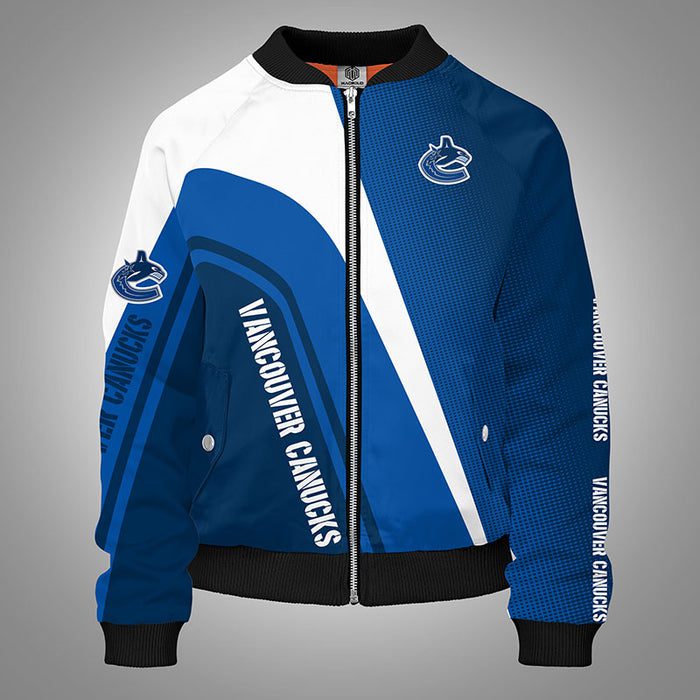 Vancouver Canucks Blue Unisex Zipper Bomber Jacket For Women Men