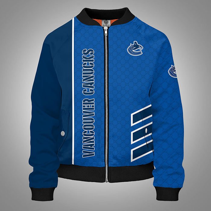 Vancouver Canucks Blue Unisex Bomber Jacket For Women Men