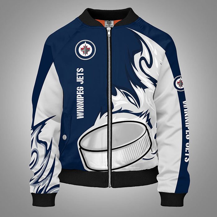 Winnipeg Jets Blue Unisex Bomber Jacket For Women Men