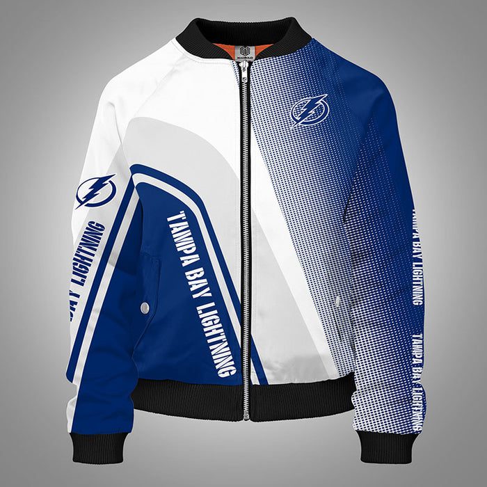 Tampa Bay Lightning White Blue Bomber Jacket For Women Men
