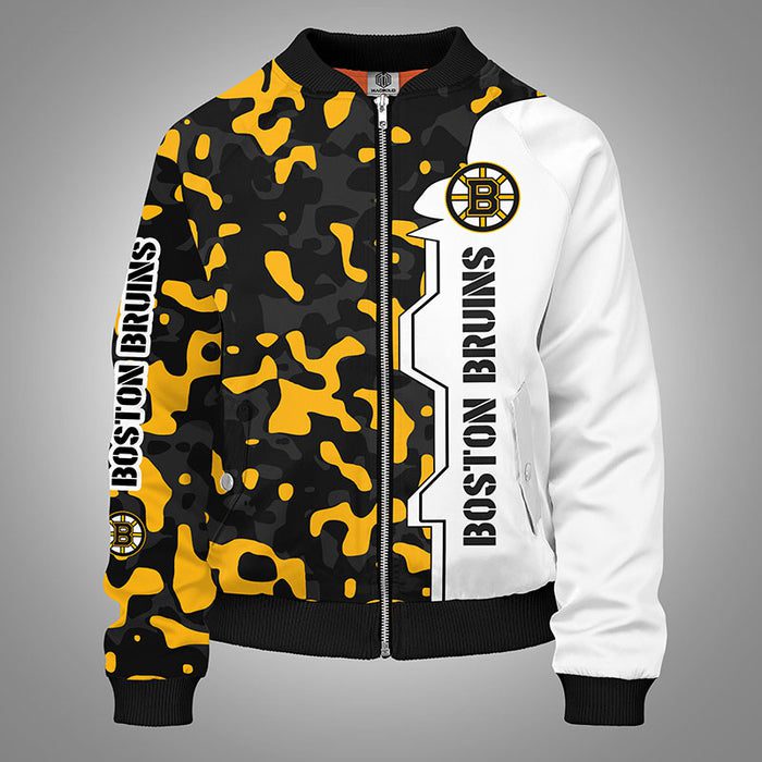 Boston Bruins Camouflage Yellow Bomber Jacket For Women Men