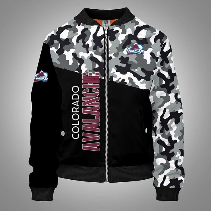 Colorado Avalanche Camouflage Black Bomber Jacket For Women Men