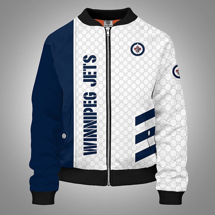 Winnipeg Jets Blue Bomber Jacket Gucci Luxury Jacket For Women Men